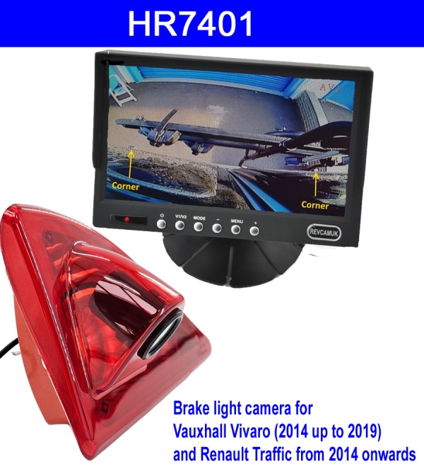 7 inch colour dash mount monitor and Renault Master, Nissan NV400 2010 - Present, Vauxhall Movano 2010-2022 Brake Light Reverse Camera